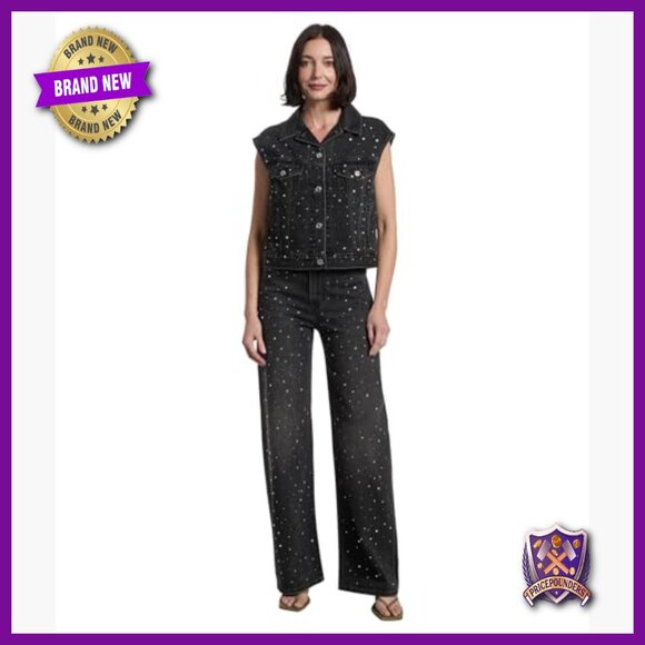 Cropped Relaxed Fit Cotton Vest with Button Closure, Sleeveless Outerwear - Picture 5 of 5